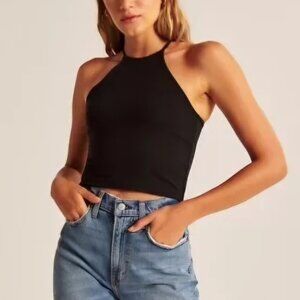 Abercrombie & Fitch Soft AF High Neck Crop Top - Size Small